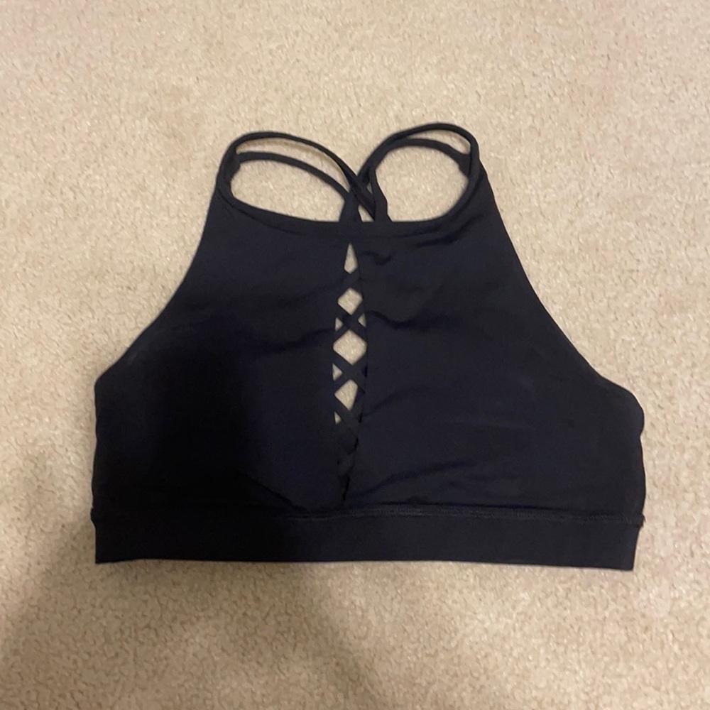 lululemon athletica Black High-Neck Strappy Crop Top